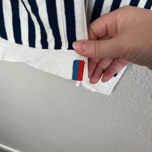 Kule The Jax Cardigan Navy & White Striped Preppy Knit Sweater XS - Picture 5 of 11